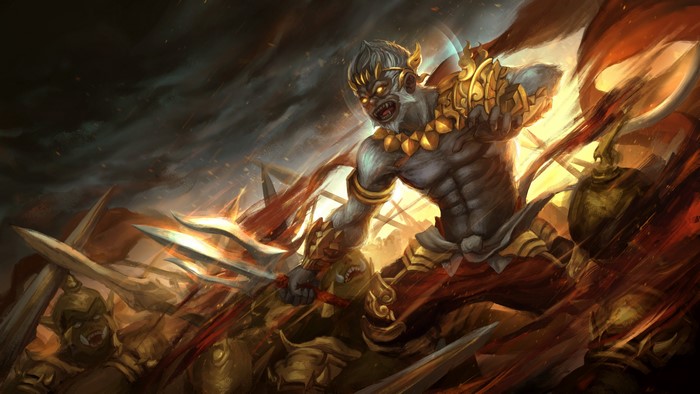 Monkey warrior fighting in a battle