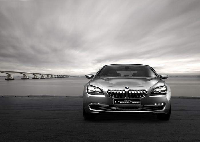 BMW 6 Series Coupe Concept car on a bridge