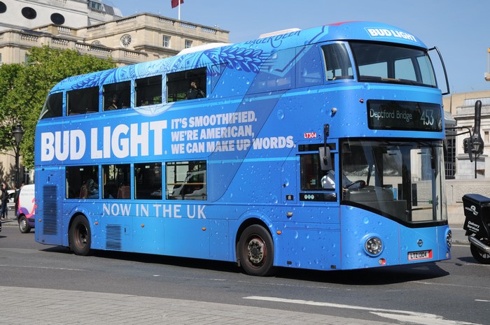 Bud Light bus in the UK
