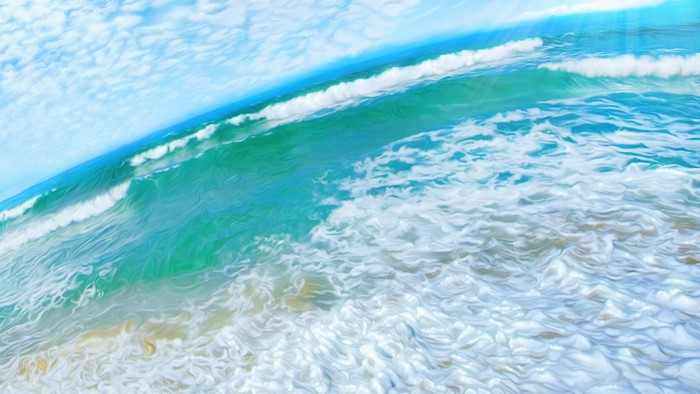 4K Coast Waves Painting Art