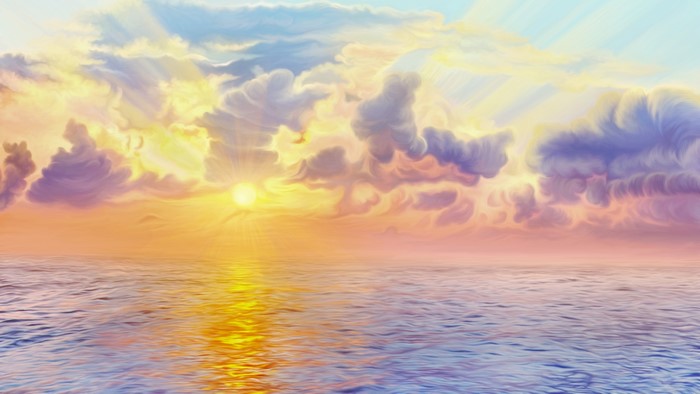 4K Sunrise Over The Sea With Clouds