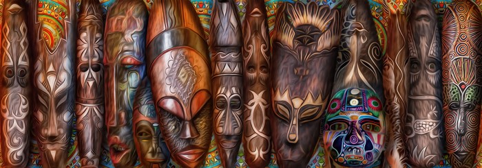 Collection of African Masks Painting Art
