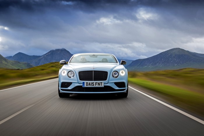 Bentley Continental GT Convertible 2015 on a road