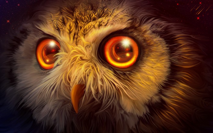 4K Painting of an Owl's Eyes