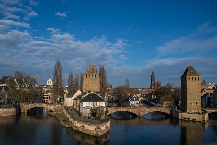 Strasbourg France River Bridges and Towers