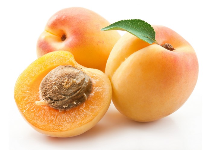 Apricots on a white background