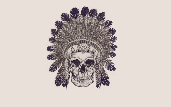 Skull with Native American War Bonnet