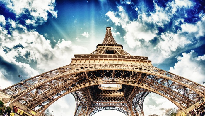 4K Eiffel Tower Bottom View in Paris, France