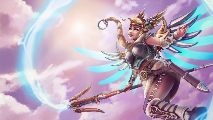 Mercy from Overwatch as Valkyrie with Mage Staff