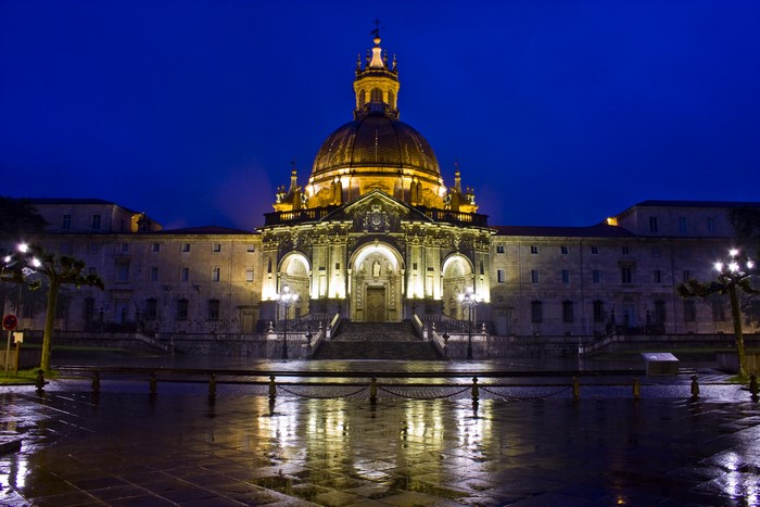 Sanctuary of Loyola at night, Basque Country, Spain