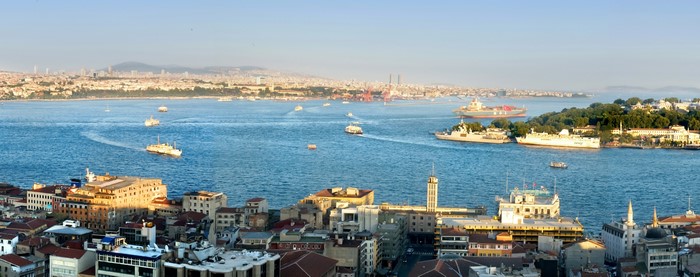 Istanbul Bosphorus with Ships and Cityscape