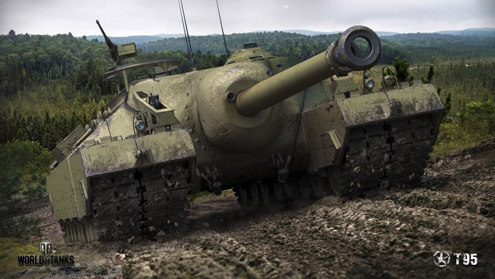 T95 Tank from World of Tanks in Muddy Terrain