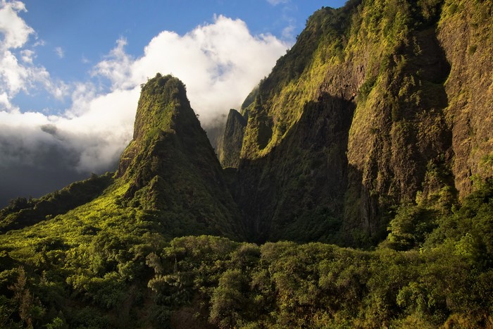 Maui Hawaii Crag Mountains with Clouds
