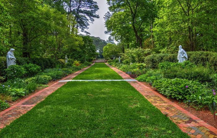 Norfolk Botanical Garden Virginia USA sculptures and lawn