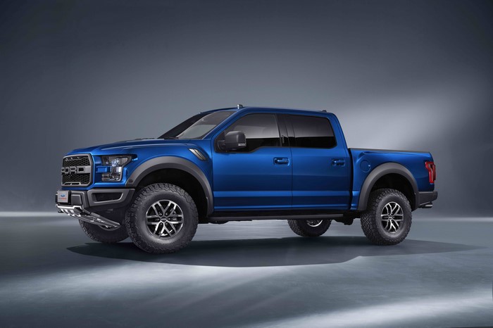 Blue Ford F-150 Raptor Pickup Truck