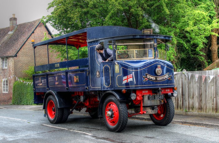 Vintage Super Sentinel truck with driver