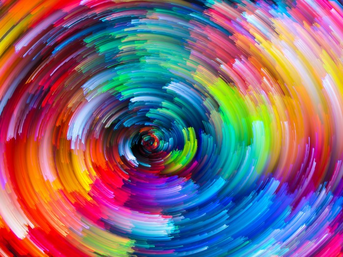Abstract swirling multicolor paint strokes