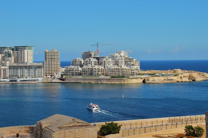 Modern buildings on the coast of Malta