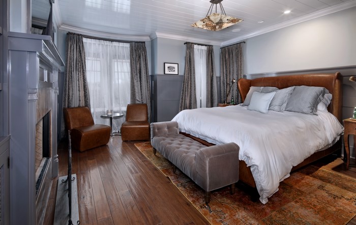 Bedroom Interior Design with Bed and Chandelier