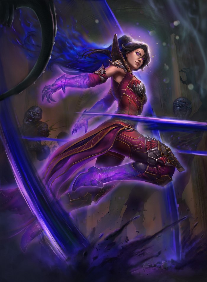 Female sorceress casting magic in Diablo III