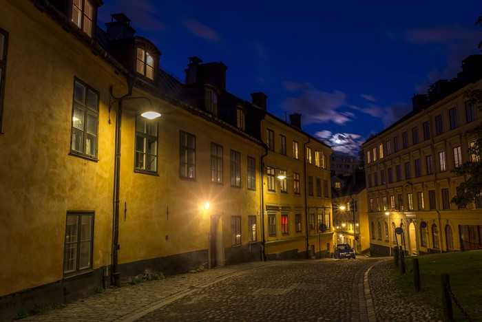 Street at Night in Stockholm, Sweden
