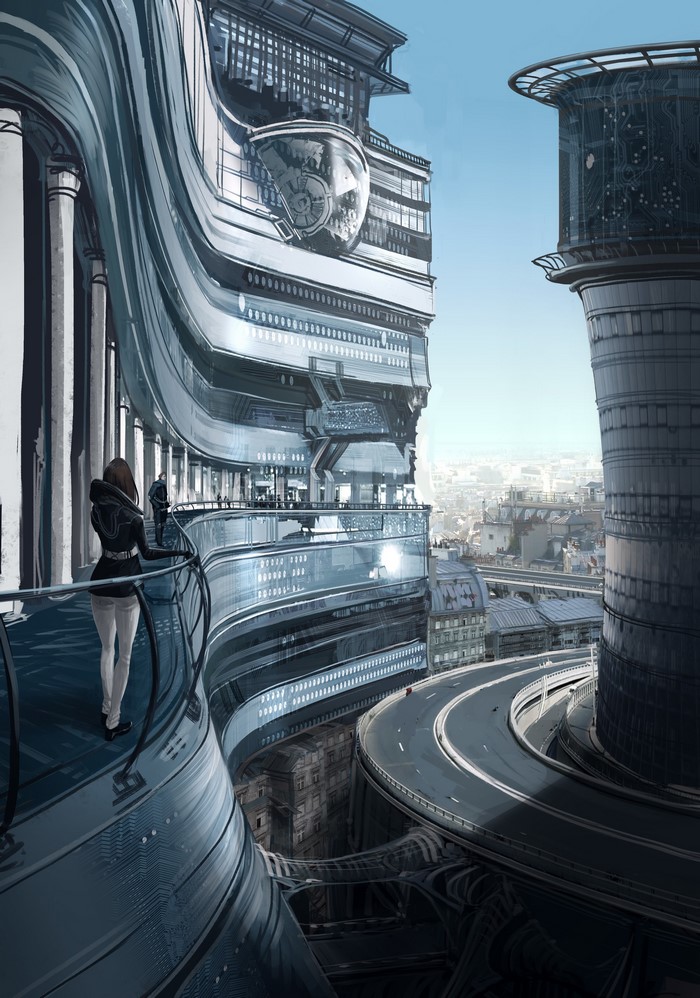 Futuristic city with advanced architecture and roads