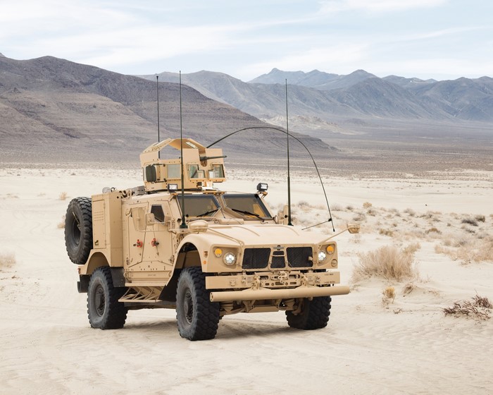 Oshkosh M-ATV EXI military vehicle in desert