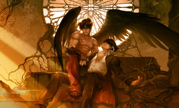 Devil Jin and Jin Kazama 4K Fan Art with Wings
