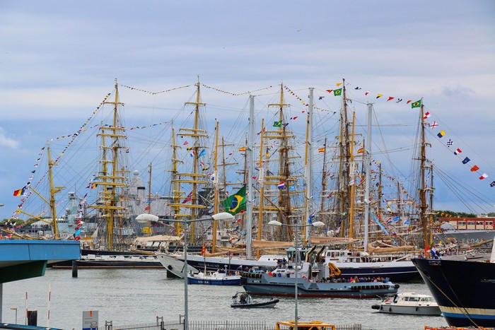 Tall Ships Decorated with Flags in Den Helder, Netherlands