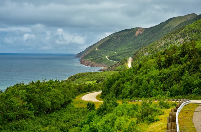 Scenic road along the coast of Cape Breton Highlands National Park