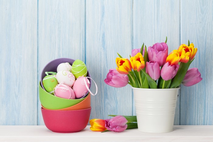 Easter Eggs and Tulips
