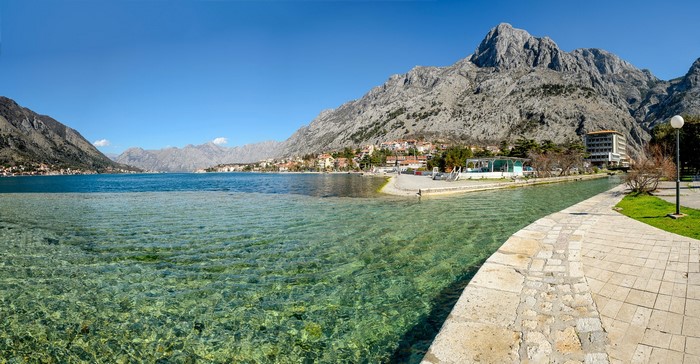 Kotor Bay, Montenegro with Mountains and Buildings
