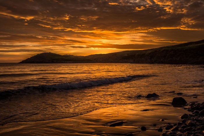 Sunset over the coast of Wales, UK