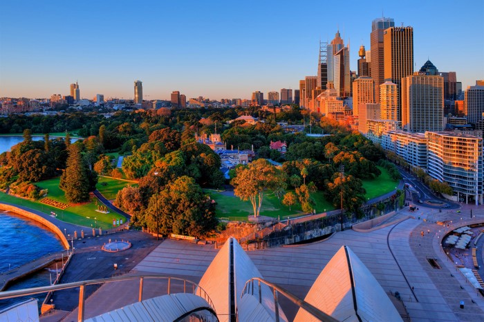 Sydney Skyline and Royal Botanical Gardens at Sunset