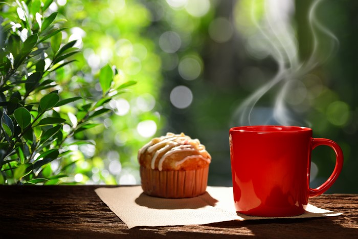 Muffin and Coffee Cup with Steam
