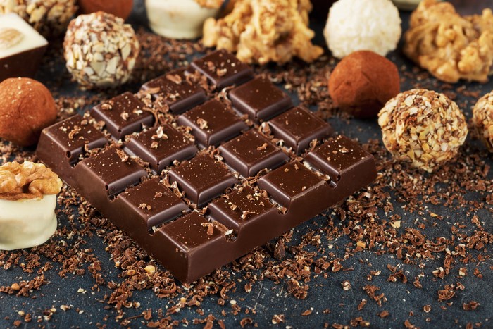 Chocolate bar and assorted chocolates
