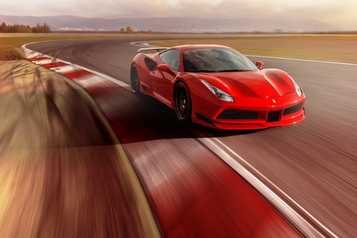 Red 2017 Novitec Rosso Ferrari 488 GTB N-Largo on track