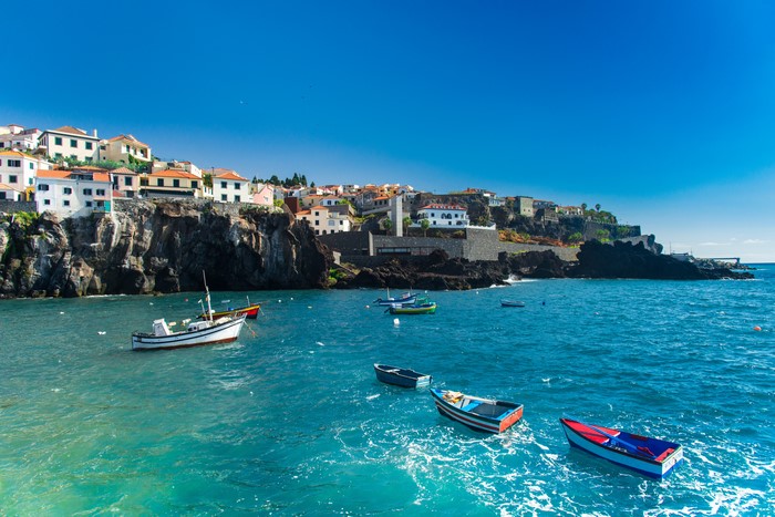Boats near Madeira coast, Portugal