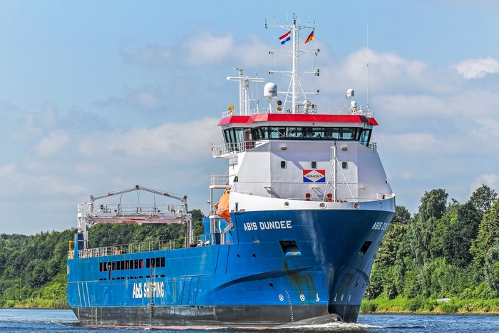 Abis Dundee cargo ship sailing on a canal
