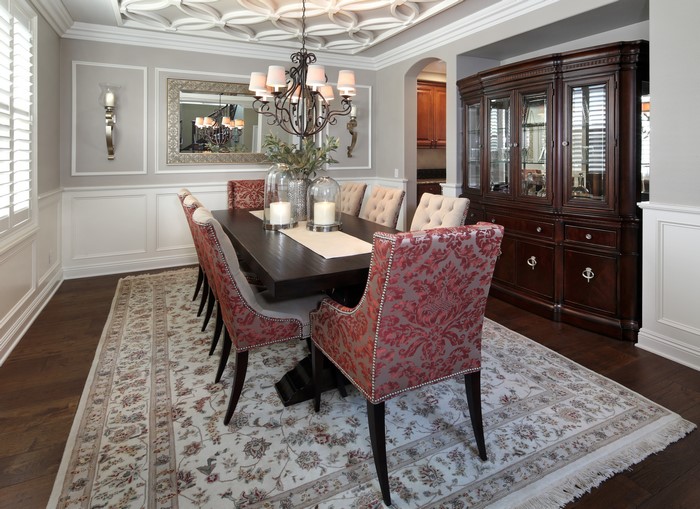Dining Room with Chandelier and China Cabinet
