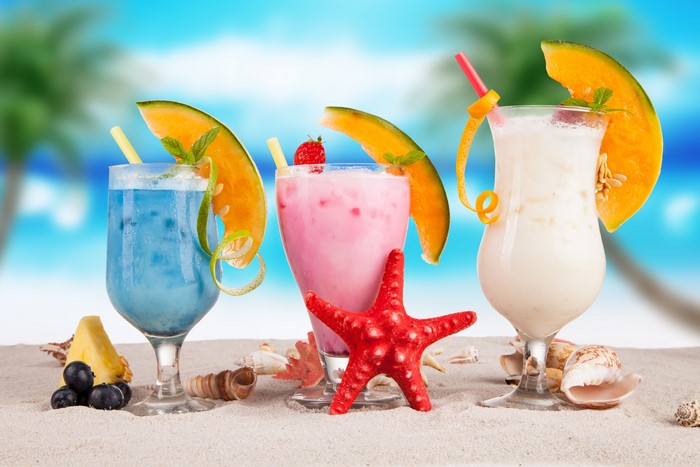 Cocktails with Melons and Starfish on the Beach