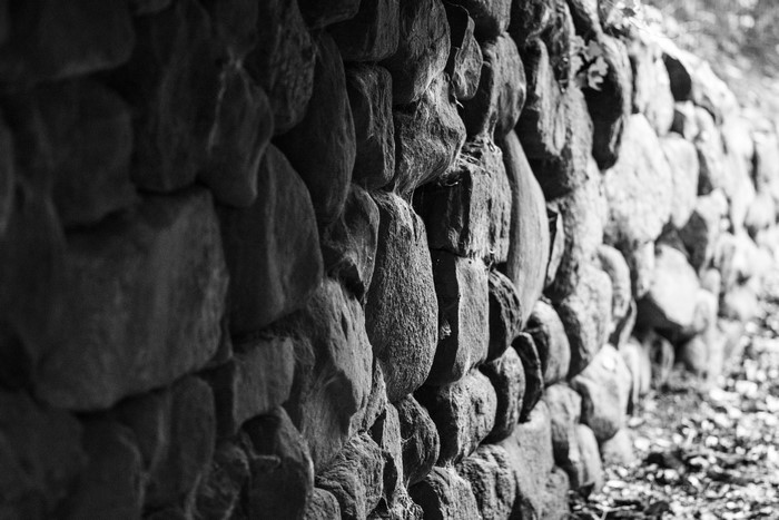 Black and white stone wall