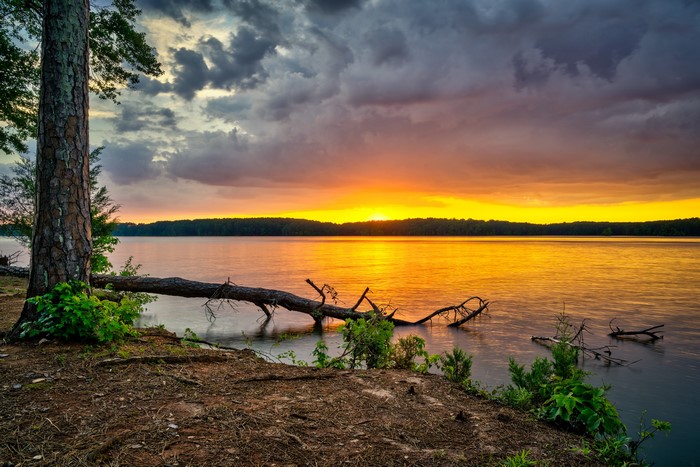 Sunset over West Point Lake, Georgia, USA