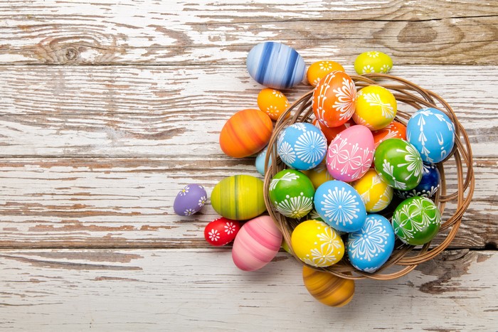 Easter Eggs on Wooden Planks