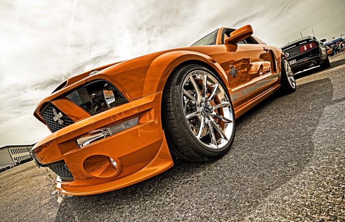 4K Orange Ford Mustang Cobra Closeup