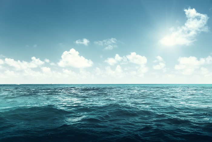 Sea and Sky with Clouds and Sun