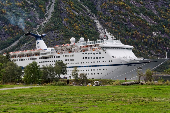 CMV Magellan cruise ship docked in Eidfjord, Norway