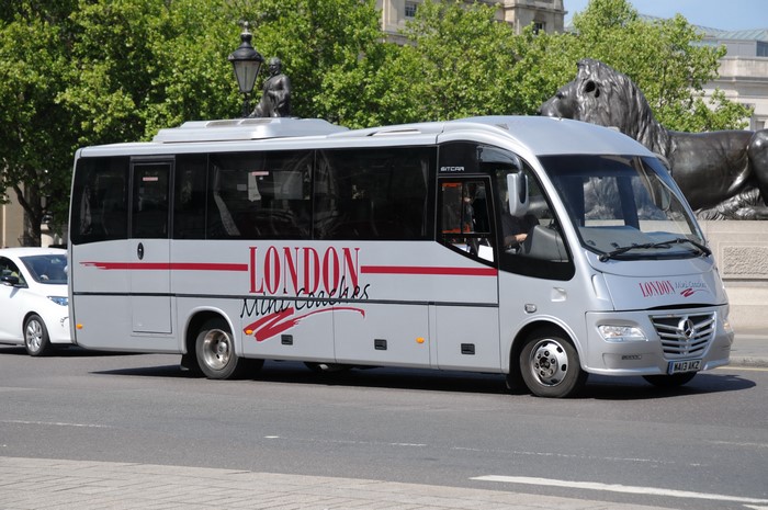 Grey Mercedes-Benz Mini Coach Bus in London