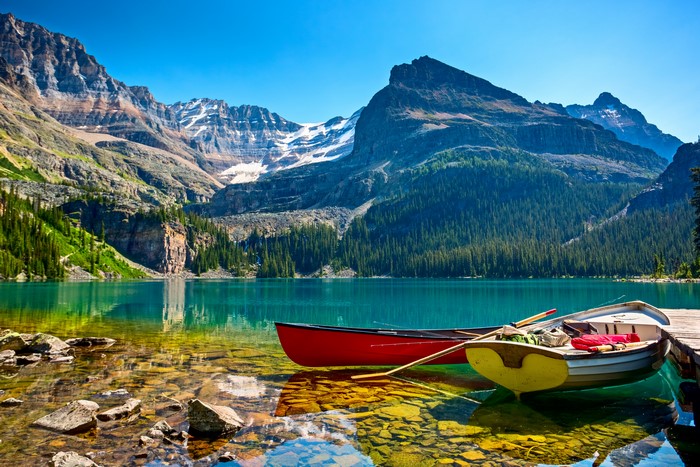Yoho National Park Lake O'Hara Canada Mountains Lake Boats