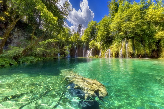 Plitvice Lakes National Park, Croatia, with waterfalls and trees